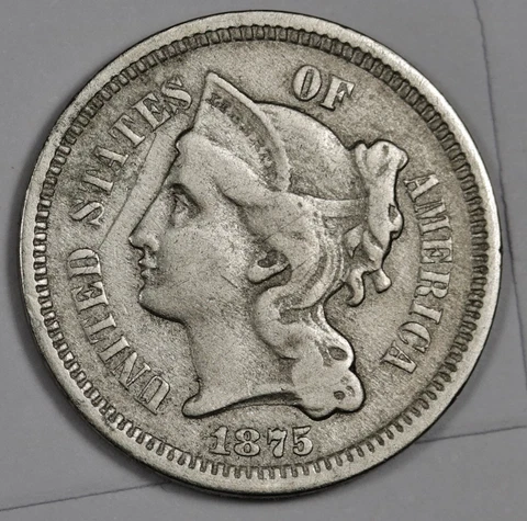 1875 Three Cent Nickel.  Fine.   187963 Cover