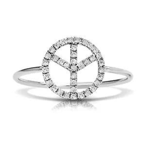 Zierlicher Peace Zeichen Diamant Ring - Bild 1 von 3