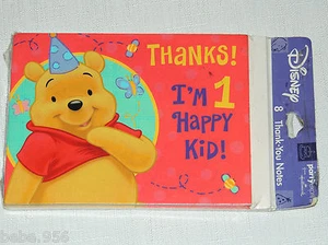 WINNIE THE POOH 8-THANK YOU NOTES W /ENVELOPES PARTY SUPPLIES - Picture 1 of 1