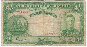Bahamas 4 Shillings Currency Banknote 1936 P 9e - Picture 1 of 2