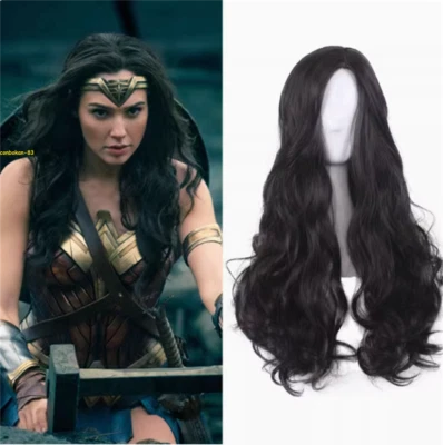 Wonder Woman Diana Prince Black Wig Stage Performance Halloween Cospaly Props - Image 1 of 4