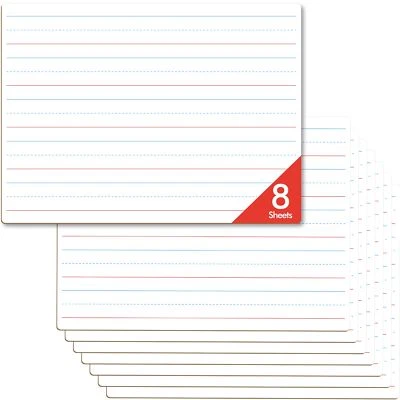 8张9x12英寸干擦衬里白板双面规则书写 — 第 1/4 张图片
