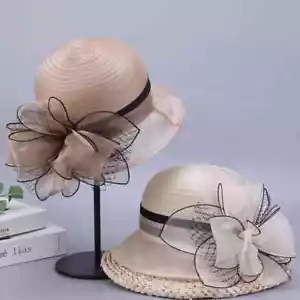 Womens Bridal Organza Tea Party Hats Kentucky Derby Church Hat Dress Fascinator - Picture 1 of 32