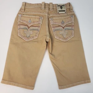 Rock Revival Jeans Herb H203 Premium Leather Insert Jean Shorts Mens Size 29 - Picture 1 of 12