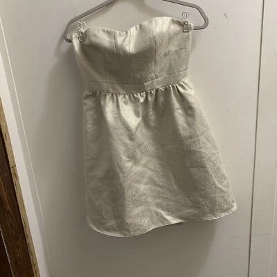 Aidan Mattox Dress Gold 6 Pit To Pit 15” Length 29” Strapless - Image 1 of 3
