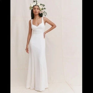 NWT Reformation ivory Lecce floor length gown dress 4 - Picture 1 of 10