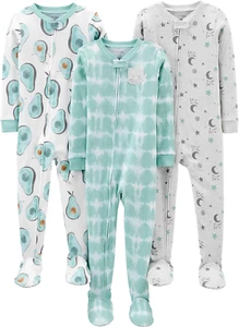 Toddlers and Baby Boys' Snug-Fit Footed Cotton Pajamas, Pack of 3 - Picture 1 of 6