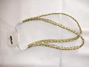 New 10 Hair/Head Bands Double Strand Gold and White Plaited - Picture 1 of 1