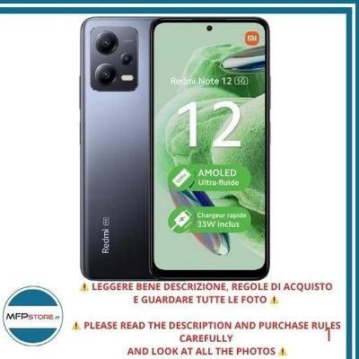 Xiaomi Redmi Note 12 5G 128GB 4GB RAM Dual SIM Onyx Gray USATO - Immagine 1 di 4