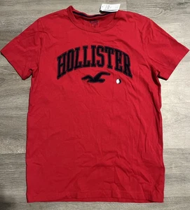 Chemise Hollister homme XS rouge logo évasé ajusté--Neuve avec étiquette - Photo 1/3