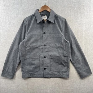 Wills Huckberry Chore Jacket Mens Small Blue Pockets Button Up Linen Blend NWOT - Picture 1 of 16