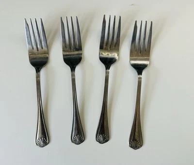 Vintage Flatware Rogers Co. Stainless "Royal Shell" Pattern 4 salad dessert fork - Image 1 of 2