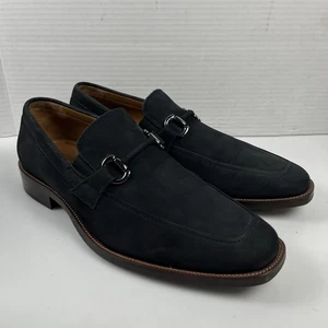 Johnston & Murphy Black Horsebit Loafers Dress Shoes Mens Size 9 Nubuck Leather - Picture 1 of 9