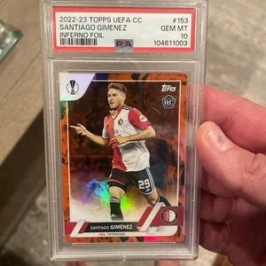 2022/23 Topps UEFA CC Santiago Gimenez Inferno Foil (POP 8) PSA 10 🔥📈Feyenoord - Picture 1 of 4