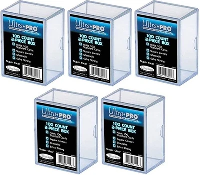Ultra Pro Pack of 5 - 100 Count 2 Piece Storage Box Clear  - Image 1 of 2