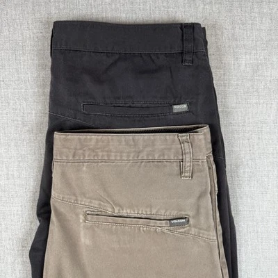 Volcom Shorts Mens 33 Black & Khaki Tan Chino Lot of 2  Classic Casual Summer - Image 1 of 4