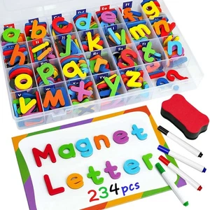 3X(244 Stück Magnet buchstaben Zahlen Set, Großbuchstaben Kleinbuchstaben S3914 - Bild 1 von 6