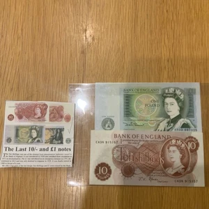Bank Of England- 2 Notes - £1 And 10 Shillings collectors uncirculated  - Picture 1 of 2