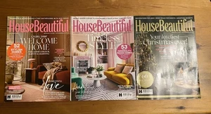 3 House Beautiful Magazines from October to December 25 in good clean condition - Picture 1 of 10