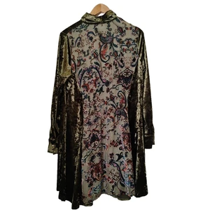 Dor Dor Couture Crushed Samt Tunika Damen L Knopfleiste Shirt Burnout Boho Artsy - Bild 1 von 16