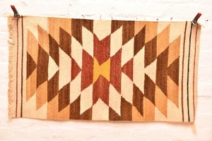 Vintage Navajo Teppich Textil Indianer Indianer AUGE Schillernd Weben 35x19 ATQ- - Bild 1 von 10
