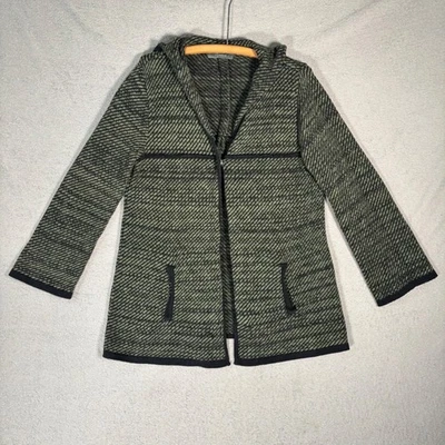 Willow Knit Cardigan Women's Size L Jacket Green Black Marled Striped One Button - Image 1 of 4