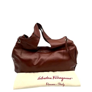Salvatore Ferragamo Schultertasche Hobo Damen Leder braun GG 213884 mit Staubbeutel - Bild 1 von 15
