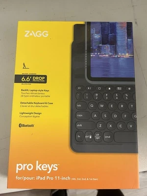 Teclado Inalámbrico ZAGG Pro Keys con Estuche Desmontable para Apple iPad Pro 11" Nuevo Foto 1 de 2