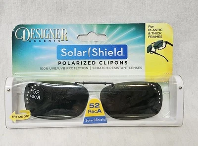 New Solar Shield Polarized Clip On 52 Rec A Designer Black Frameless Sunglasses  - Image 1 of 2