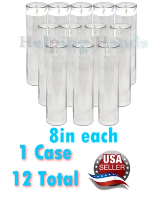 12 Unscented Candles White Devotional Prayer Glass Container Candle Sanctuary - Image 1 of 4