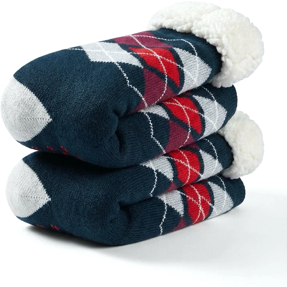 Mens Slipper Socks with Grippers Winter Fluffy Indoor Thermal Non Slip Sock Size - Image 1 of 3