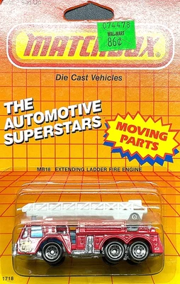 VINTAGE 1982 Matchbox MB18 Extending Ladder Fire Engine -SEALED ON CARD - Image 1 of 2