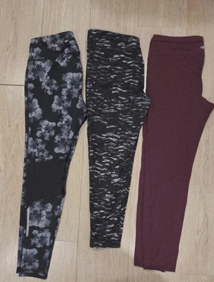 Paquete de Leggings Gap/Old Navy Talla XL Negros, Granate, Patrón Foto 1 de 4