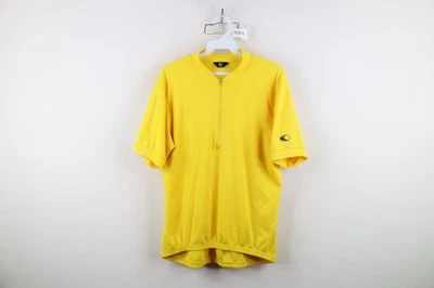 Винтажная мужская трикотажная велосипедная майка 90-х Canari размер Large на молнии желтая - Изображение 1 из 4
