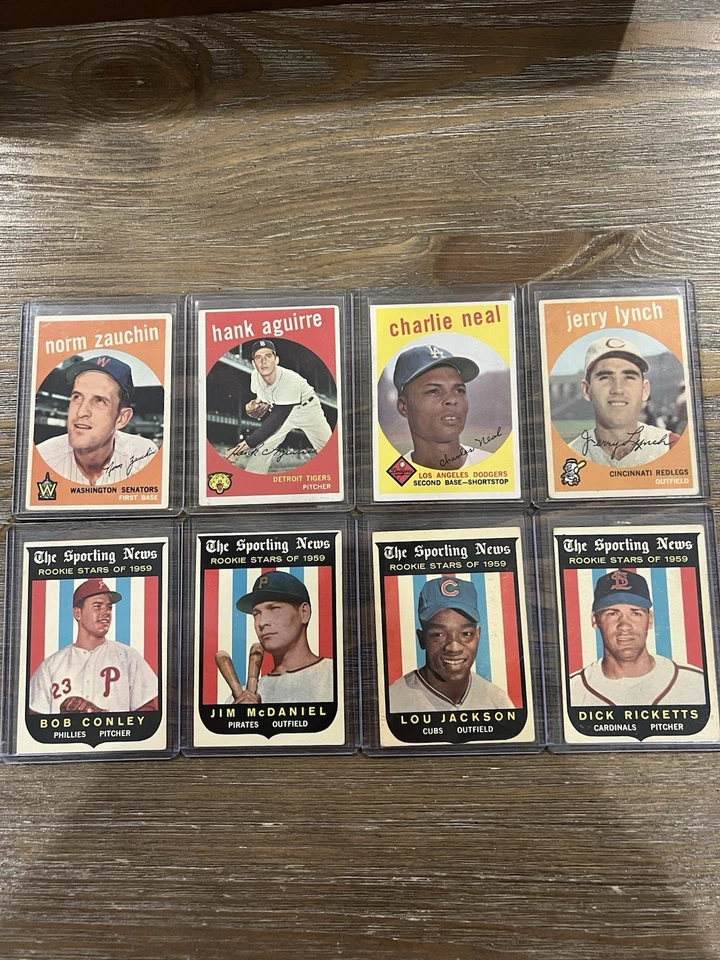Lote de 81 Topps de béisbol 1959. Novatos, Commons, Gran lote de inicio. Blanco y gris Foto 1 de 4