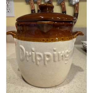 Vintage Ceramic Crock Jar Dripping Bacon Fat Cooking Frying Store Counter Grease - Picture 1 of 6
