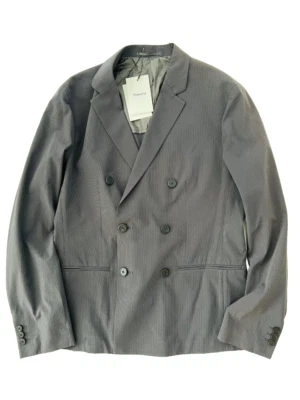 Theory Clinton Double-Breasted Chrome Modern Check Blazer in Seer ( 38 )  - Image 1 of 3