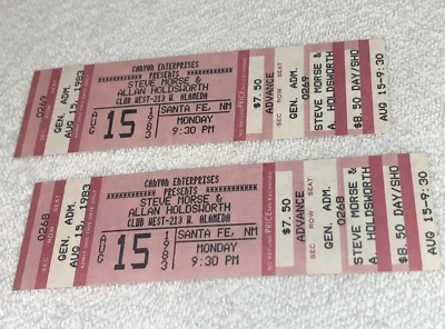 STEVE MORSE ALLAN HOLDWORTH 2 INGRESSOS PARA SHOWS NÃO USADOS DIXIE DREGS DEEP PURPLE - Imagem 1 de 4