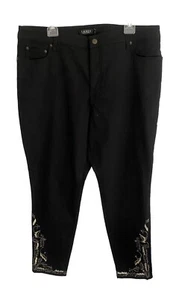 $195 Ralph Lauren Black Label Embroidered Stretch Capri Pants Jeans 18W 40x27 - Picture 1 of 7