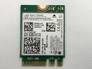 Lenovo Intel Dual Band Wireless AC 3165 3165NGW 433Mbps BT 4.0 00JT497 WLAN Card - Picture 1 of 2