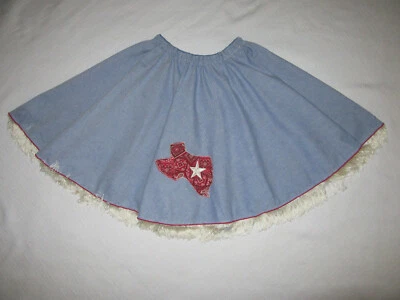 Niñas Vaquera Western Denim Círculo Completo Falda Giro Texas Estrella Solitaria Mediana 8-12 Foto 1 de 4