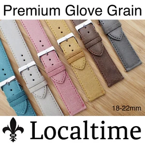 Pastel Premium Glove-Grain Italian Leather Watch Strap 18, 20, 22mm & 6 Colours - Picture 1 of 39