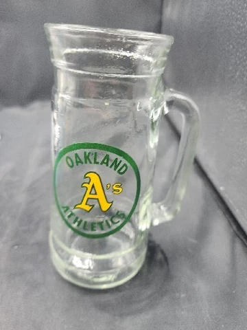 Vintage Oakland Athletics A's 7 Inch Baseball Fisher Peanuts Stein Glass Mug Cover