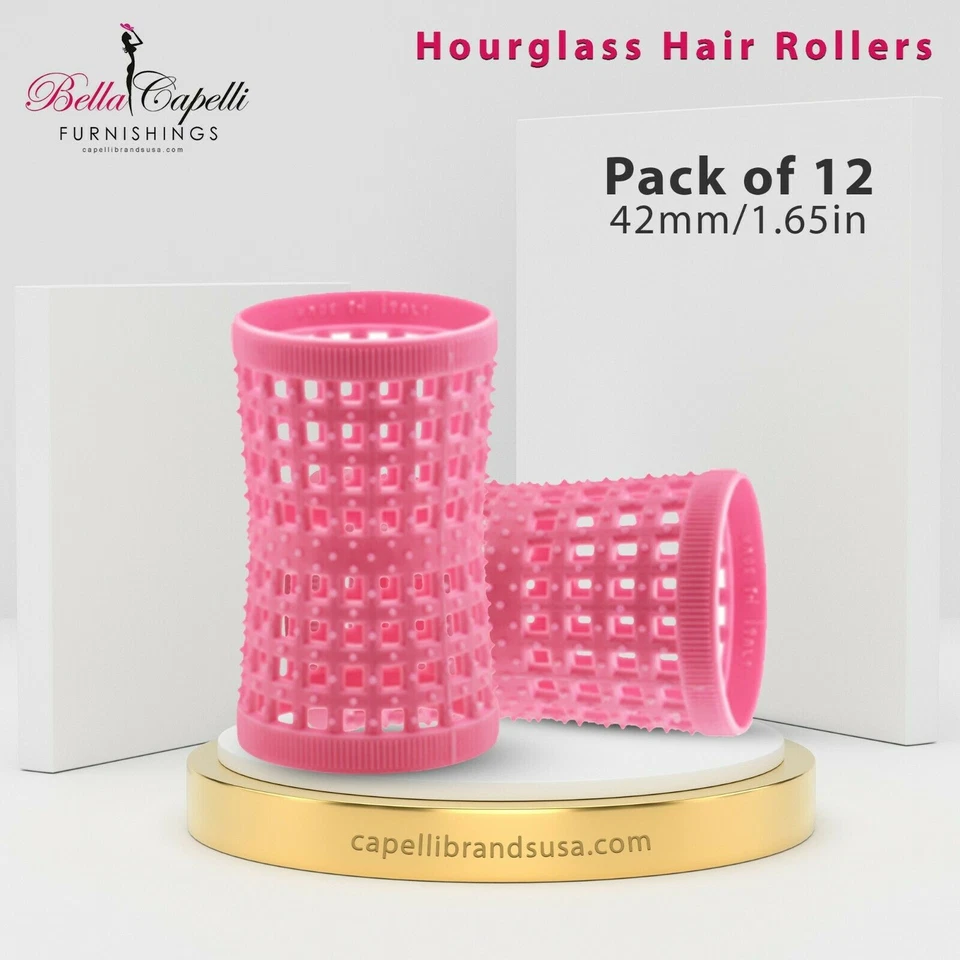 Large Hourglass Rollers – Pink 42mm /1.65in (Pack of 12) - Image 1 of 1
