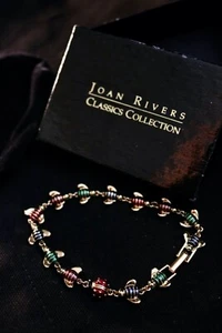 VINTAGE Joan Rivers goldfarben bunte Emaille Bienen Marienkäfer Armband 7" - Bild 1 von 4