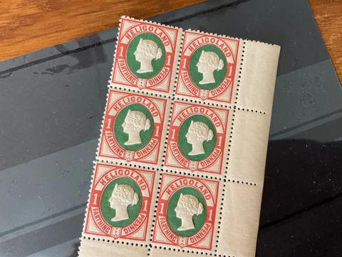 HELIGOLAND QV Stamps mint mnh block of 6 with gutters ..2 Cover