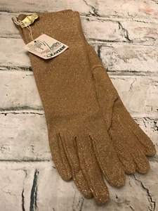 FAB! Vintage Kayser Magic Motion Gold Metallic up to Elbow Length Gloves One Sz - Picture 1 of 10