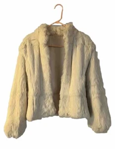 Vintage 80’s Cream White Rabbit Fur Coat Size Small - Picture 1 of 3