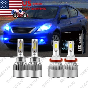 8000K LED Combo Headlight High/Low Fog Light Bulbs Kit for Nissan Versa 2007-18 - Picture 1 of 11