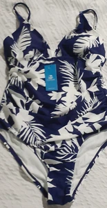 Cupshe Damen Medium M Einteiler Blau & Weiß Badeanzug Badeanzug - Bild 1 von 6